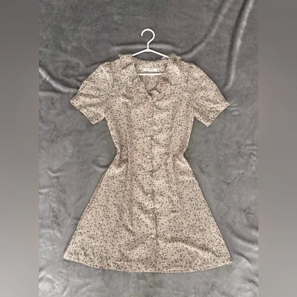 Floral Mini Dress Puff Sleeve Button Front Summer - Picture 1 of 9